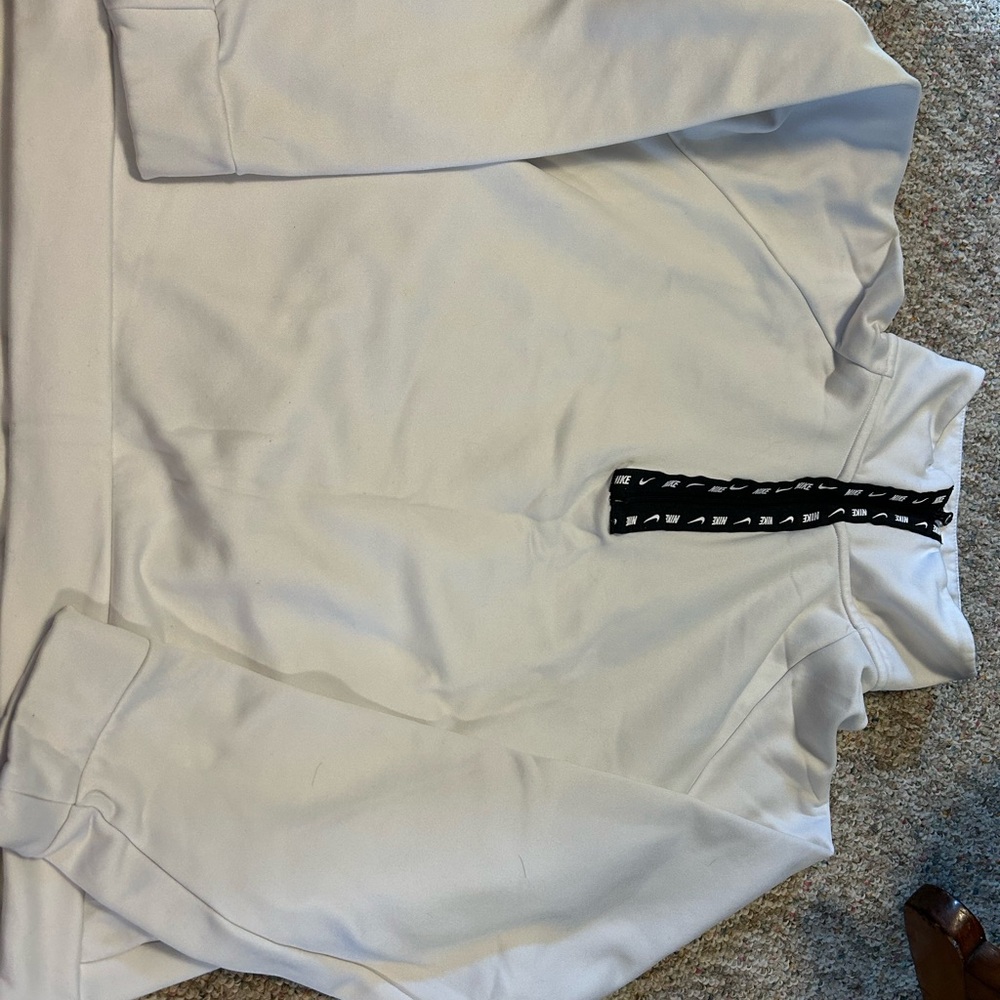 Nike White Zip up Sweatshirt with Black Nike logo Tag, Size Large